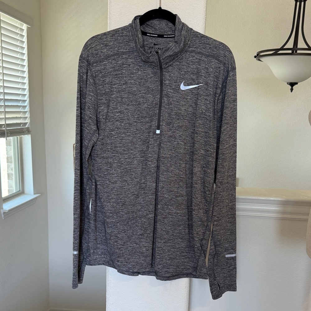 Nike Heathered Gray Zip-Up Running Jacket